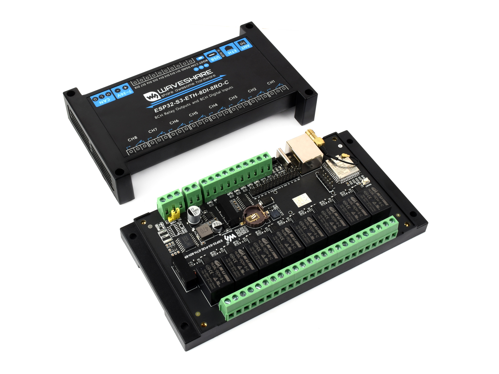 Waveshare Esp32 - 산업용 8채널 ESP32-S3 WiFi 릴레이 모듈,