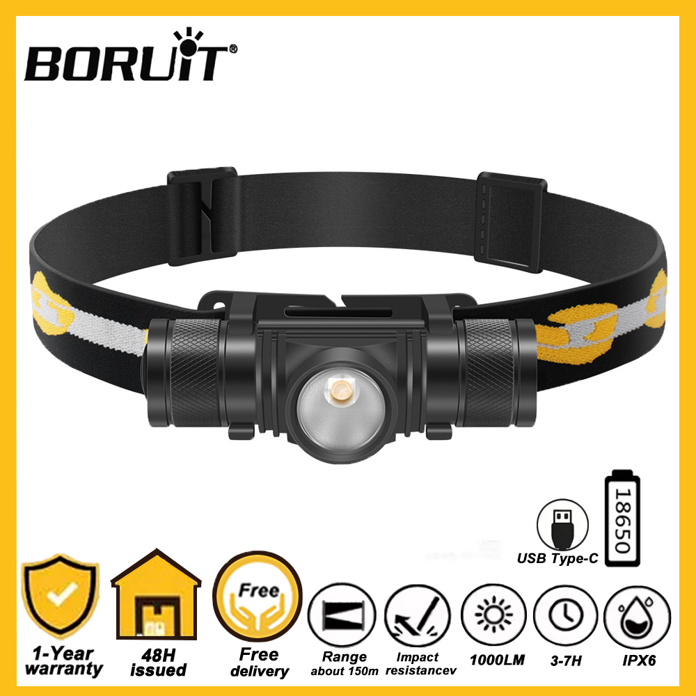 Lolin D32 - BORUiT D10 LED 헤드램프 18650 배터리,