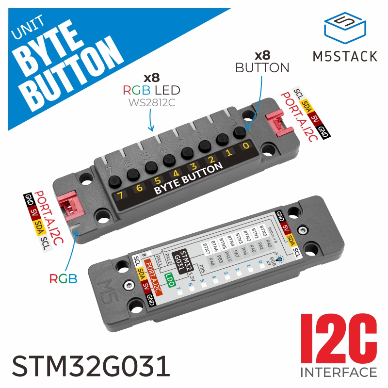M5Stack - M5Stack 공식 제품, 8채널 터치 스위치