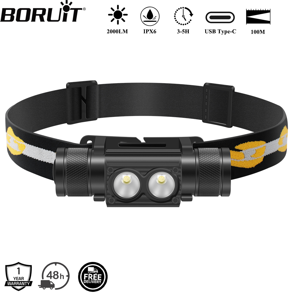 Lolin D32 - BORUiT D25 듀얼 LED 헤드램프 2000LM