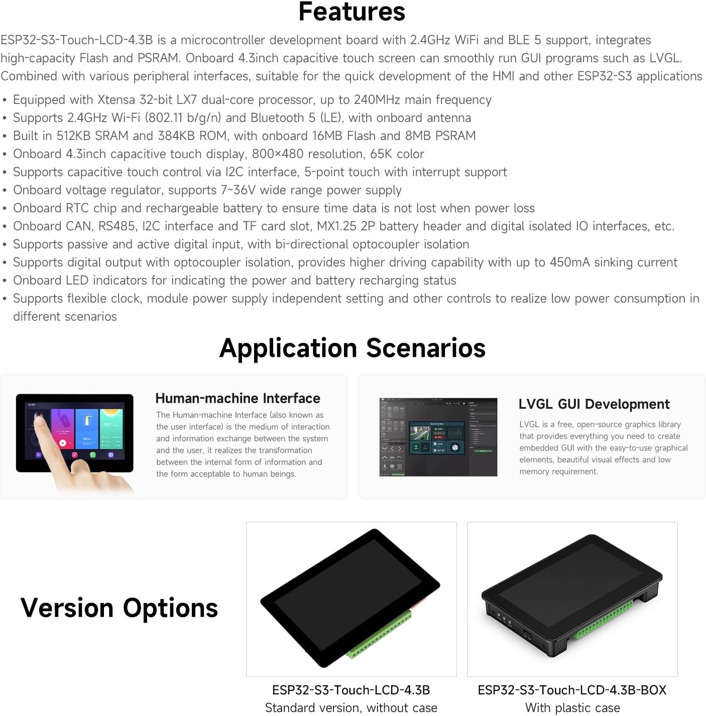 Waveshare ESP32-S3 4.3인치 IPS 터 - Lolin S3 리뷰 및 가격