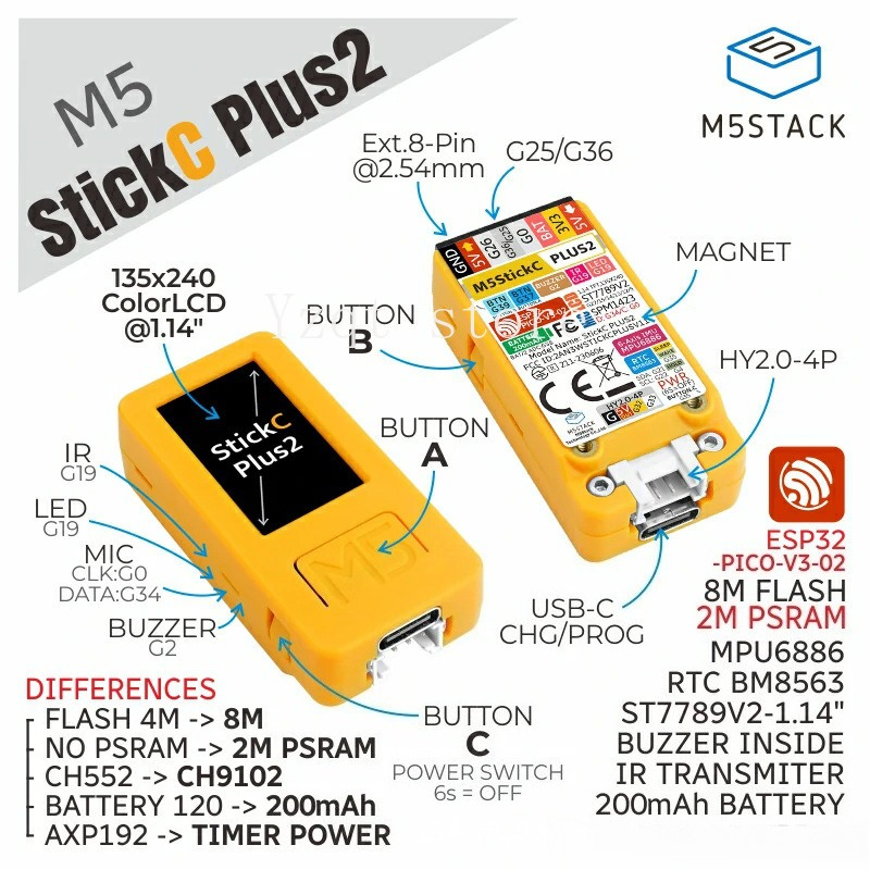 M5StickC-Plus2 시계 액세서리 스마트 워치  - M5Stickc 리뷰 및 가격