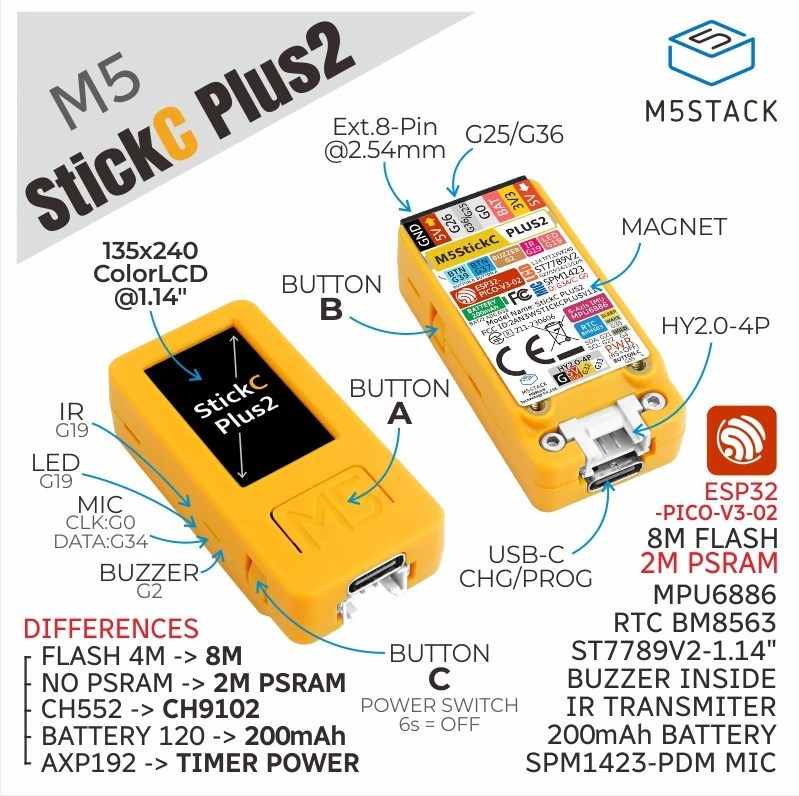 M5Stack 휴대용 M5StickC PLUS2 ESP - M5Stickc 리뷰 및 가격