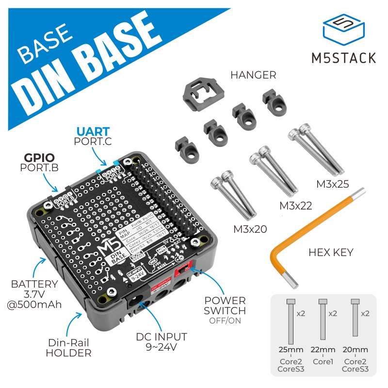 M5Stack 공식 Din 베이스, 500mAh 배터리 - M5Stack 리뷰 및 가격