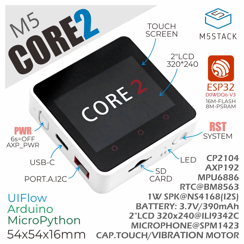 M5Stack Core2 ESP32 IoT 개발 키트: - M5Stack Core2 리뷰 및 가격