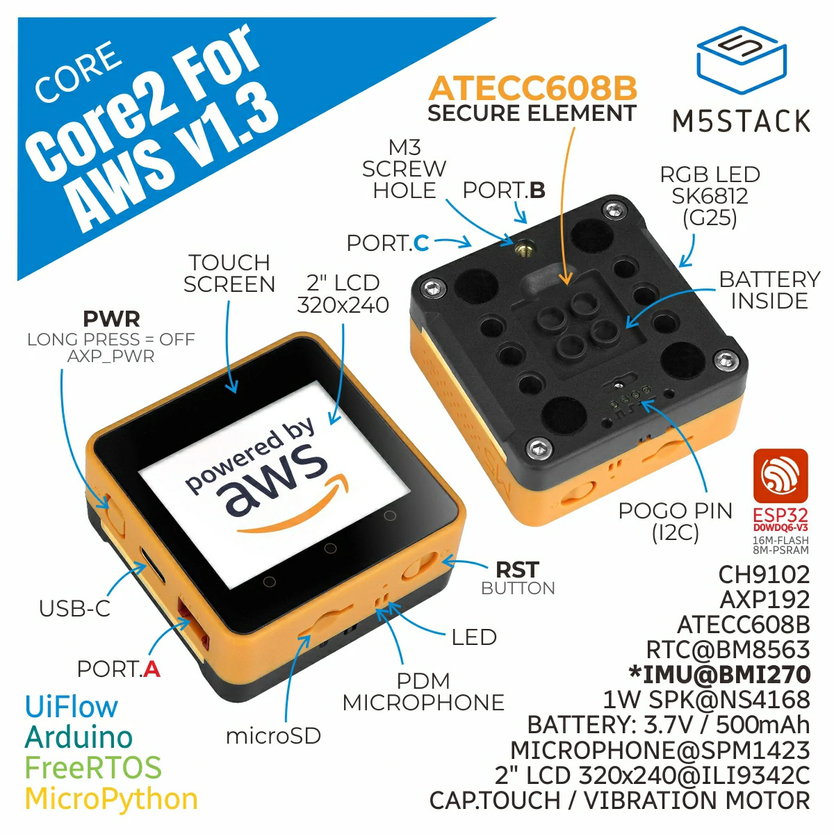 M5Stack Core2 AWS IoT 키트 ESP32 - M5Stack Core2 리뷰 및 가격